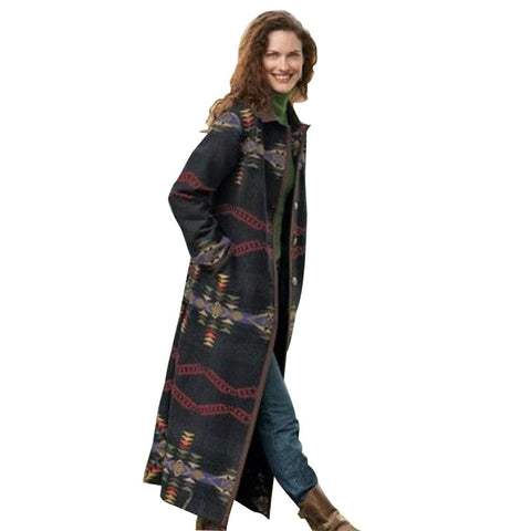 Fashion Printed British Style Lapel Long Trench Coat