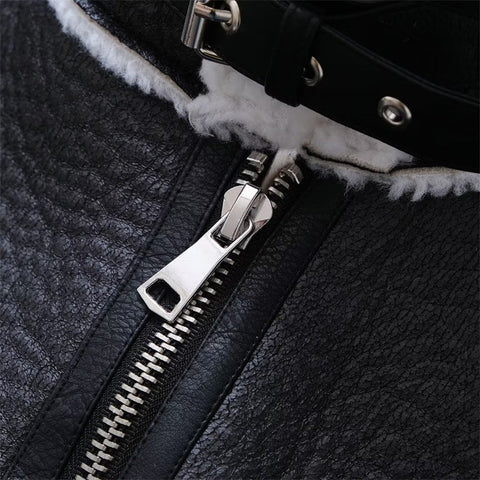 Loose Motorcycle Lamb Fur Women's Fur Integrated Thickening Vest All-match Fashion Waistcoat Outerwear Vest